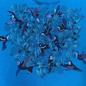 Sabaku Shirt Women's 1X Knit Turquoise Hummingbird Cotton Southwest USA Made